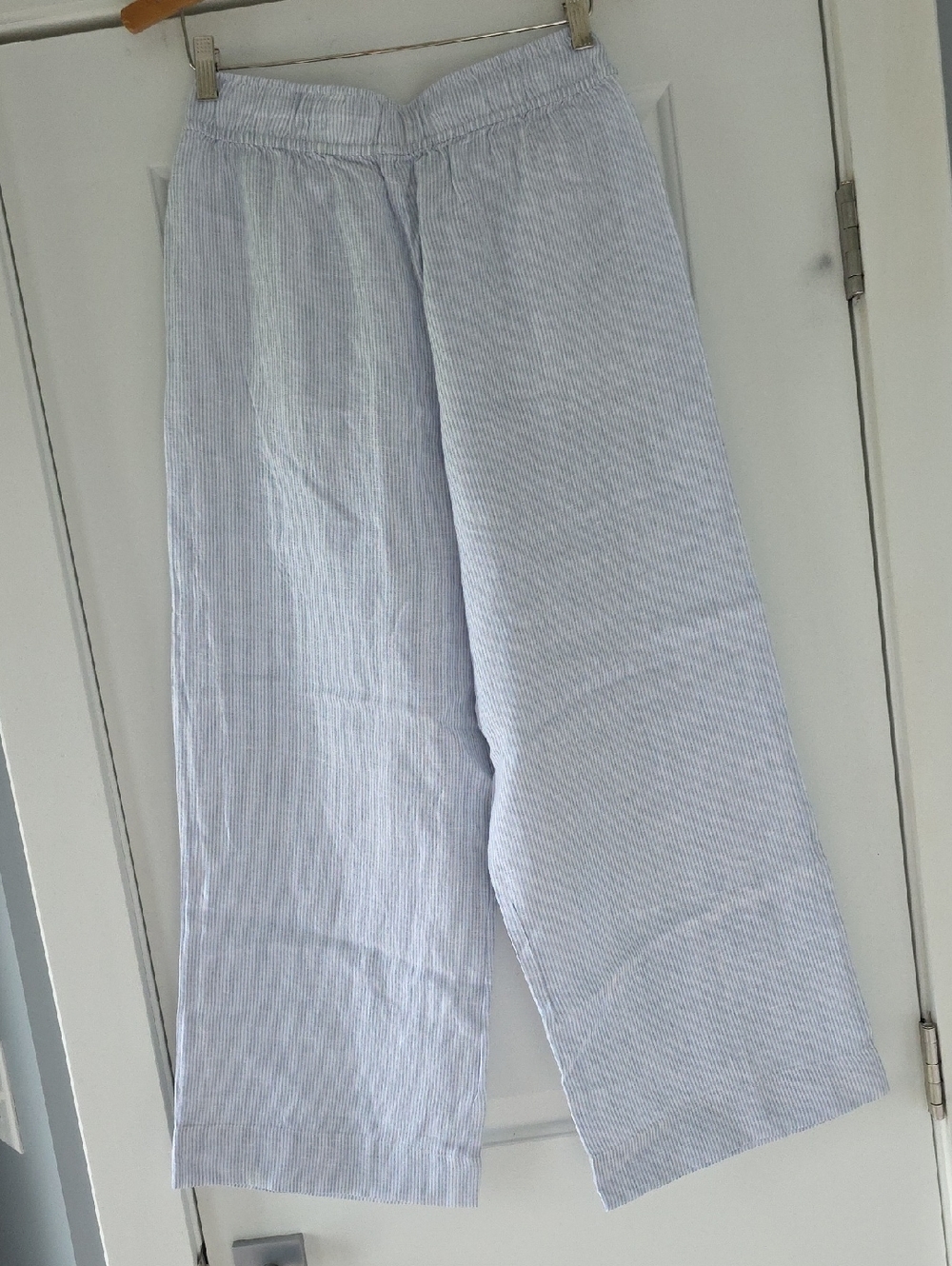 NWT...100% Linen Tahari Light Blue & White Striped Pants - Picture 7 of 11
